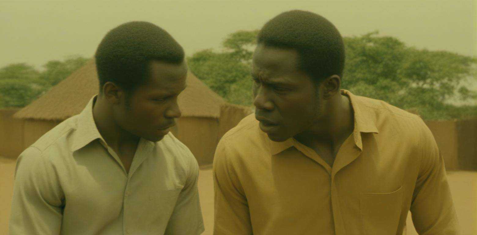 film still of two people having an argument,  35mm,  over-the-shoulder shot on Tensor.Art