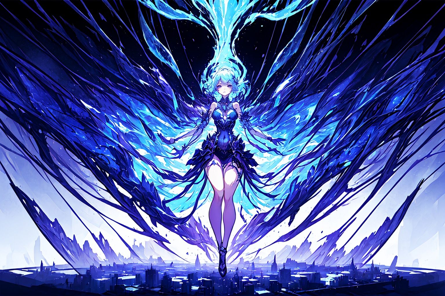 ,(((masterpiece,best quality))),((good structure,Good composition,good atomy)), ((clear, original,beautiful)), keke,fantasy theme, purple blue theme,fractal,1girl,full_body,