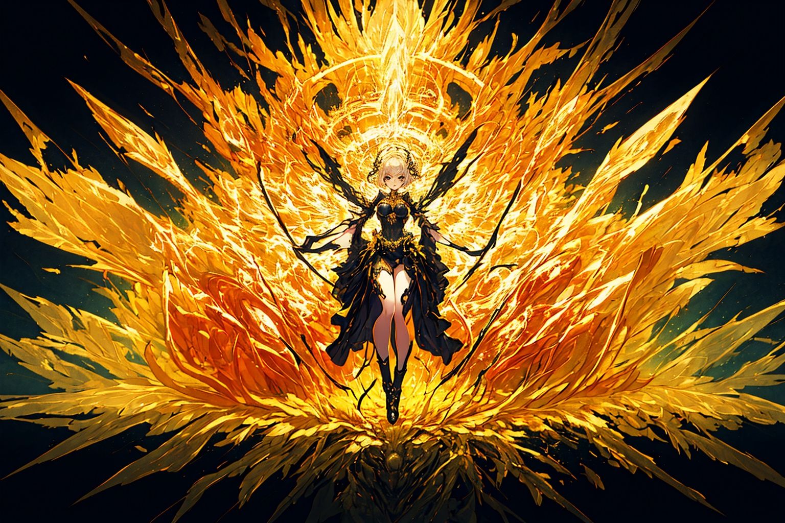 ,(((masterpiece,best quality))),((good structure,Good composition,good atomy)), ((clear, original,beautiful)), keke,fantasy theme, gloden gold theme,fractal,1girl,full_body,