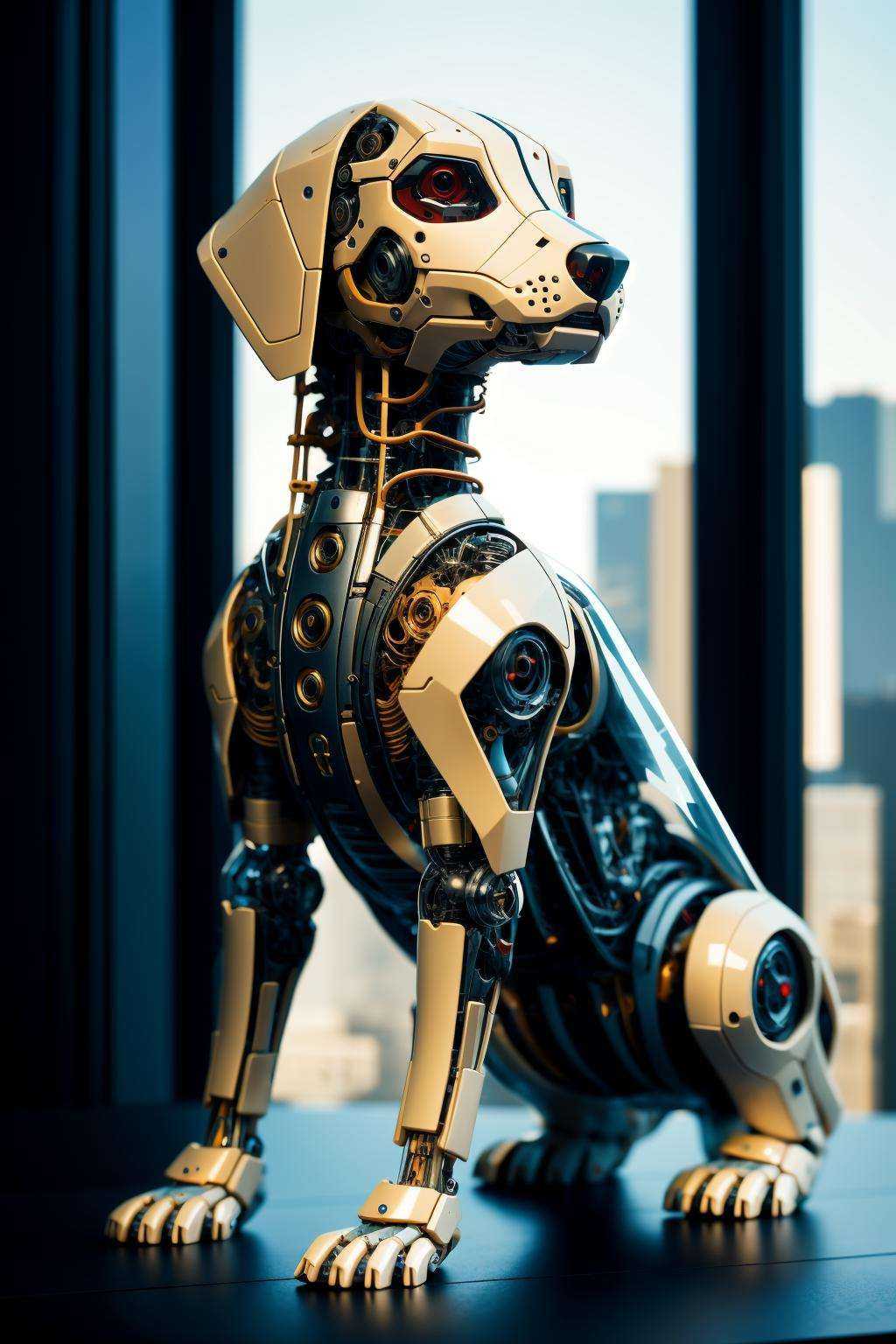 cyberpunk city in background,(sleek stealth),(transparent:1.5),<lora:Mechanicaldog:0.6>,Mechanical dog,(Mechanical parts:1.3),