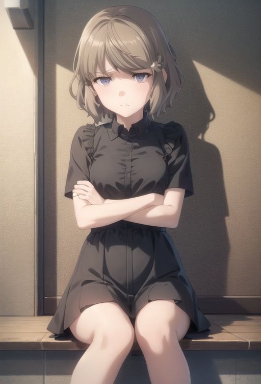 Tomoe_Koga 1girl,  solo,  sitting on Tensor.Art