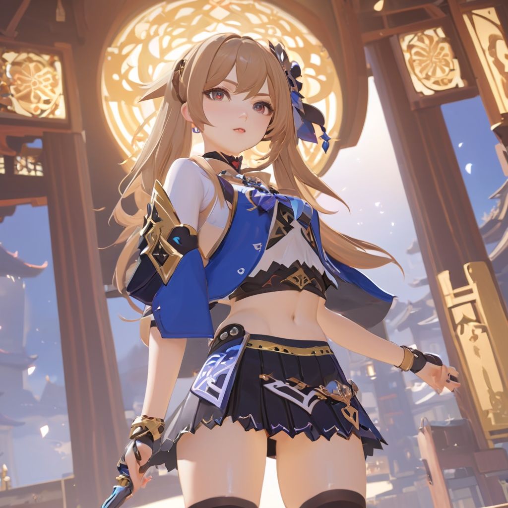 genshin impact,(best quality:1.2), (hyper detailed), (1girl), miniskirt,