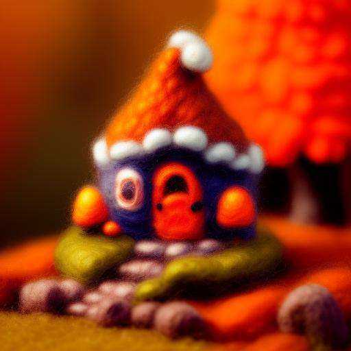 miniwool style of a cute fairy house in an orange autumnal enchanted forest,  by greg rutkowski,  trending on artstation o...