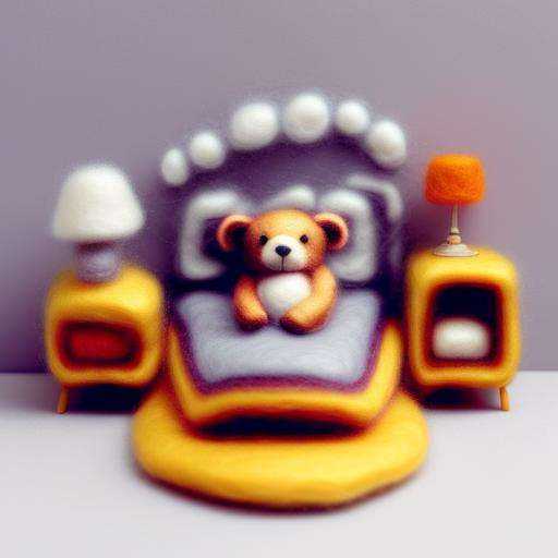 miniwool style of a A teddy bear in his bed,  in his bedroom,  isometric view on Tensor.Art