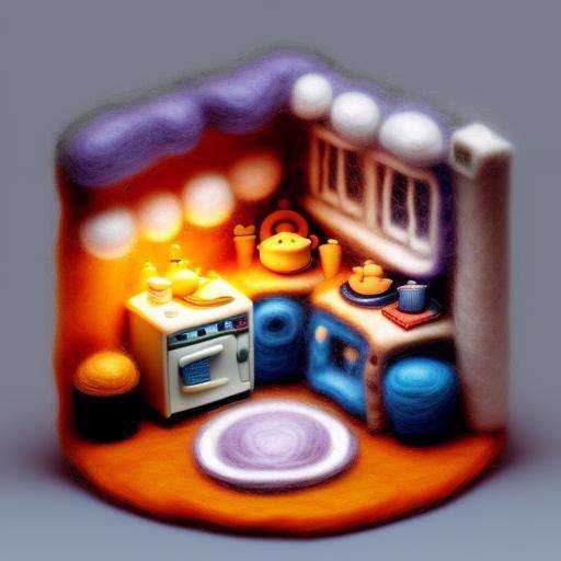 miniwool style of a isometric render of the kitchen interior of a scary village house at dusk game art on Tensor.Art