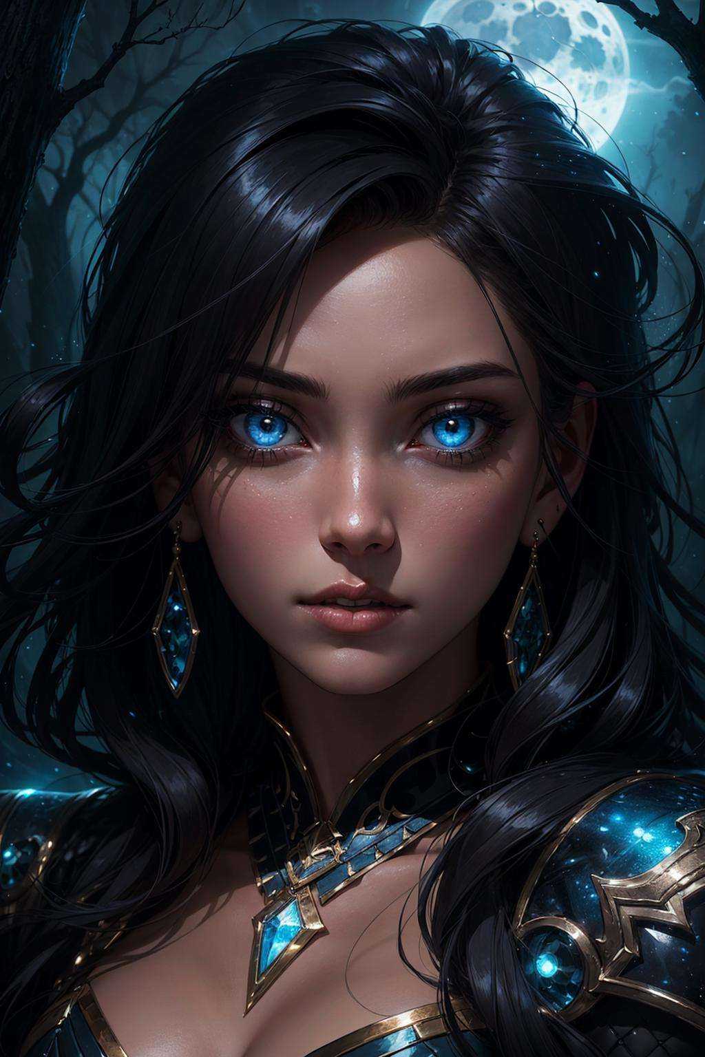 1girl,  The moonlight shines down upon it,  bringing with it swirling magical lights on Tensor.Art