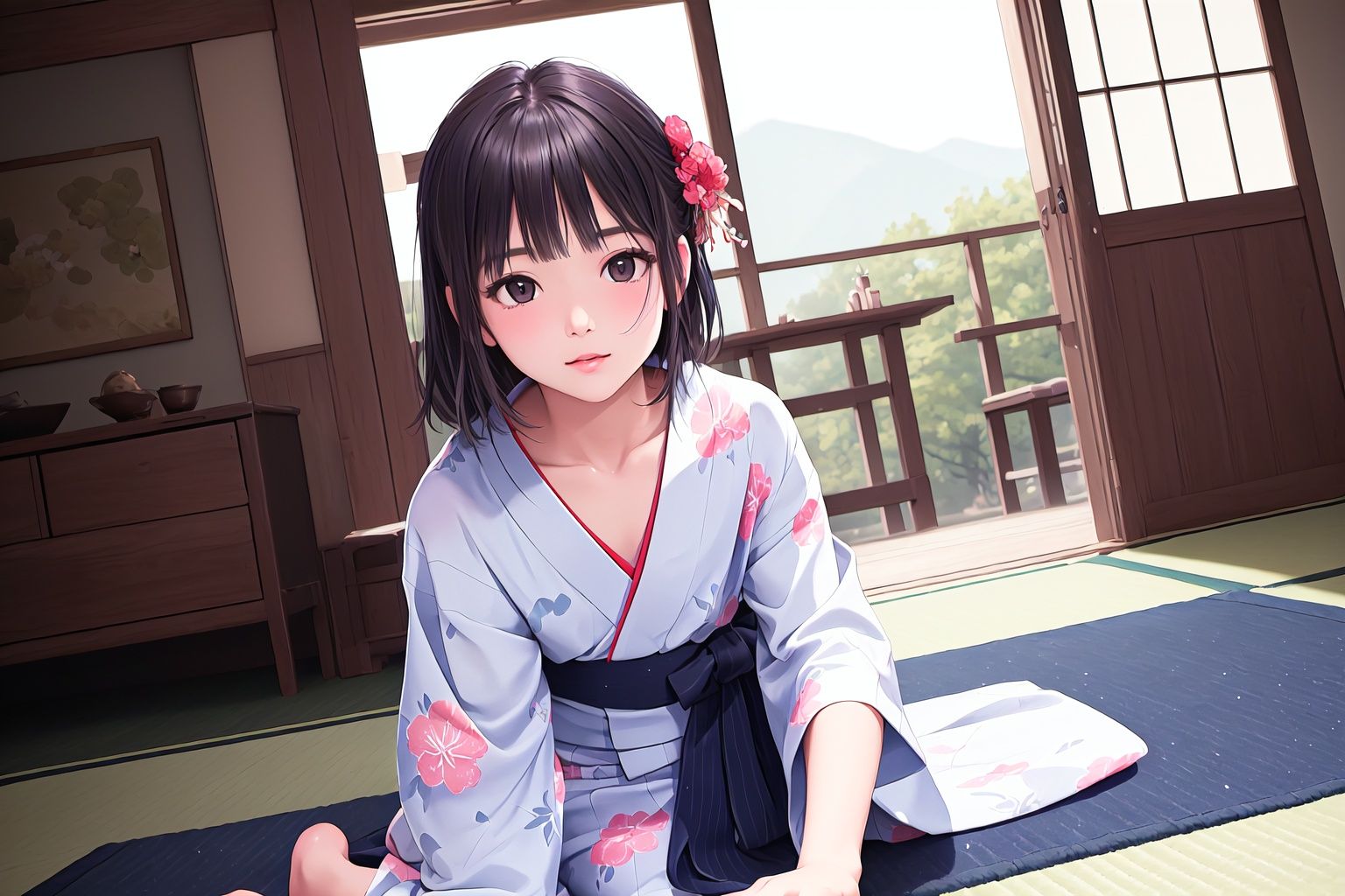 ,(((masterpiece,best quality))),((good structure,Good composition,good atomy)), ((clear, original,beautiful)),1girl,yukata