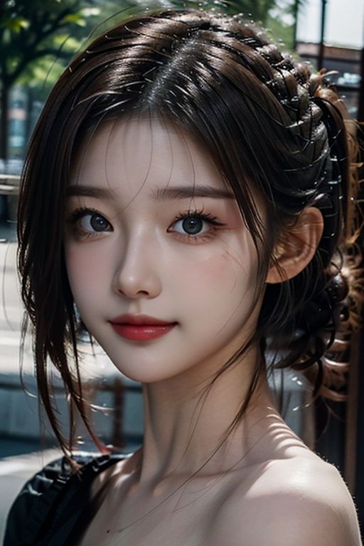 Masterpiece, Best quality, Original realism, Smile, Beautiful girl, Cute, Short hair, Big breasts, Depth of field, high resolution, Ultra detail, Very detailed eyes and face, Sharp pupils, Realistic pupils, Sharp focus, Movie lighting,1girl,MIX4,Virtual doll