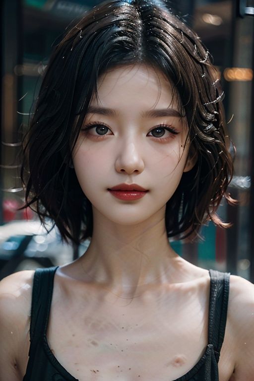 Masterpiece, Best quality, Original realism, Smile, Beautiful girl, Cute, Short hair, Big breasts, Depth of field, high resolution, Ultra detail, Very detailed eyes and face, Sharp pupils, Realistic pupils, Sharp focus, Movie lighting,1girl,MIX4,Virtual doll