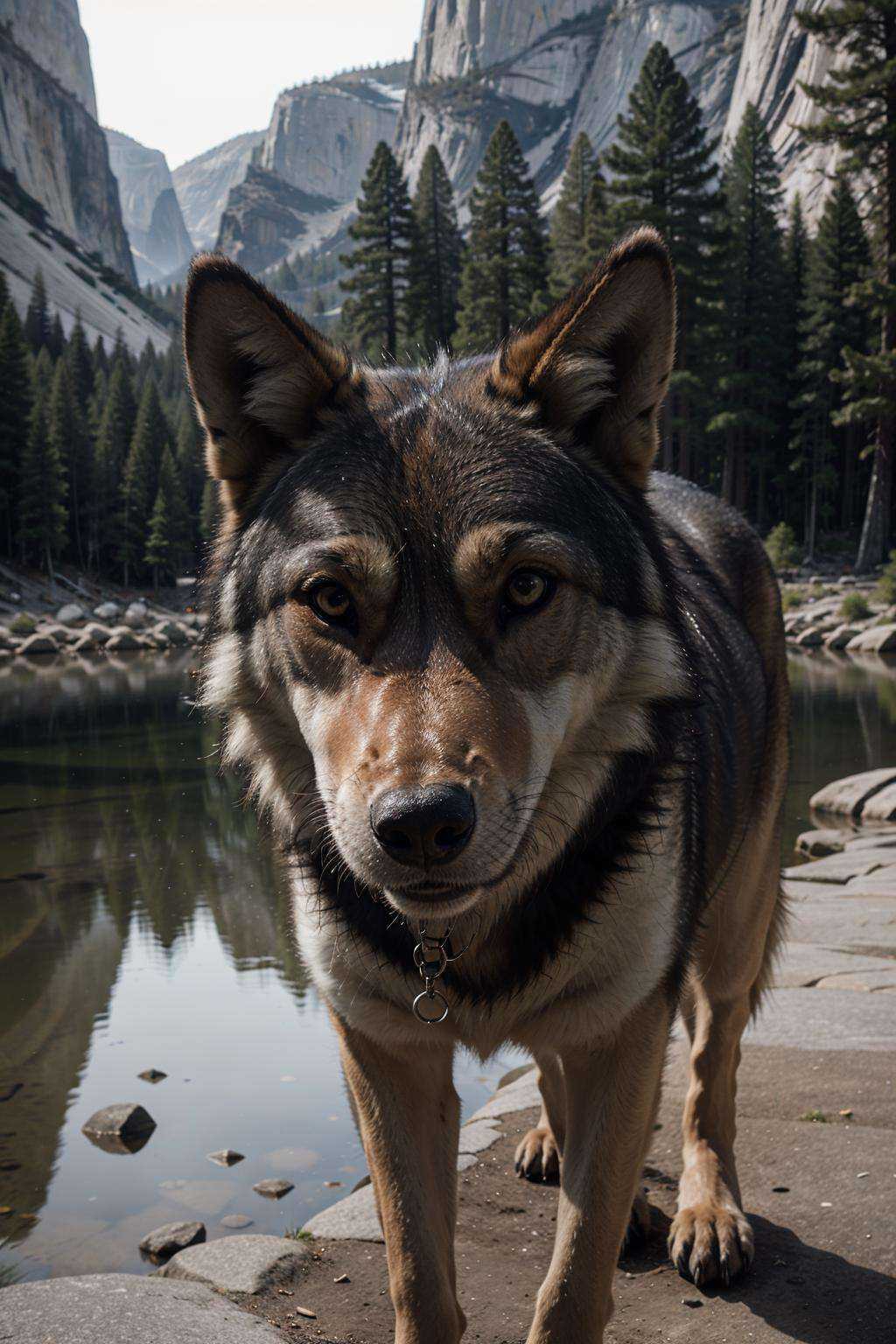 RAW Photo,  DSLR BREAKclose-up,  a wolf in Yosemite National Park on Tensor.Art