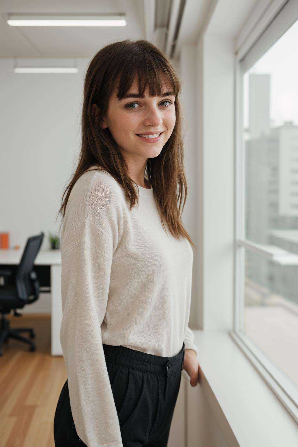 RAW Photo,  DSLR BREAK a young woman with bangs, on Tensor.Art