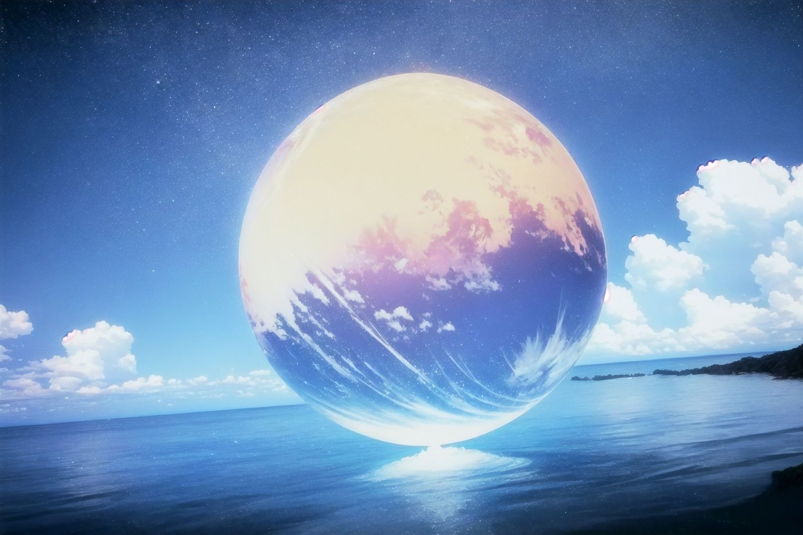 ((3D modeling)),((photos)),((real world)),the whole ocean,lit. fill the whole sky with stars