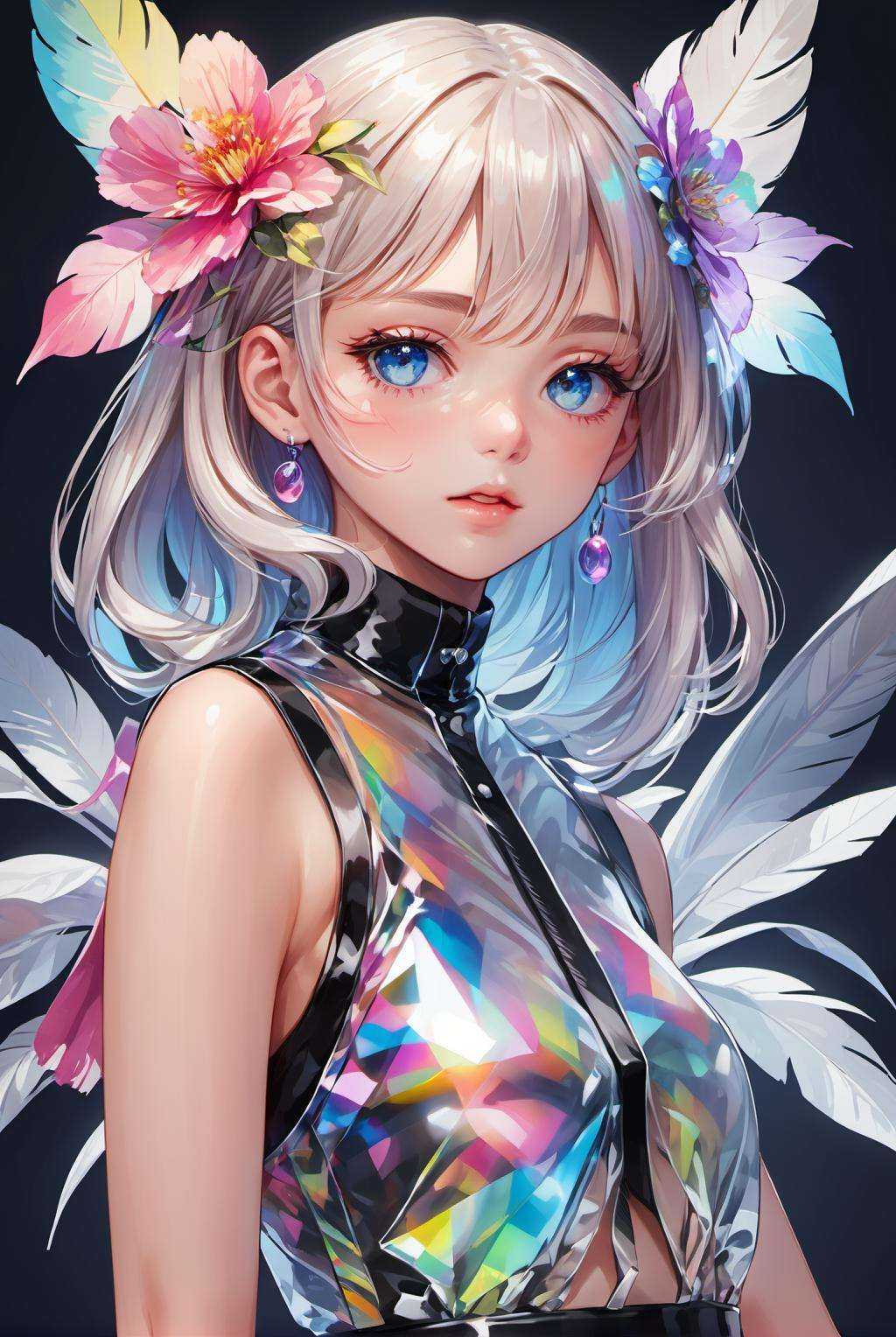 transparent color PVC clothing,  transparent color vinyl clothing,  prismatic on Tensor.Art