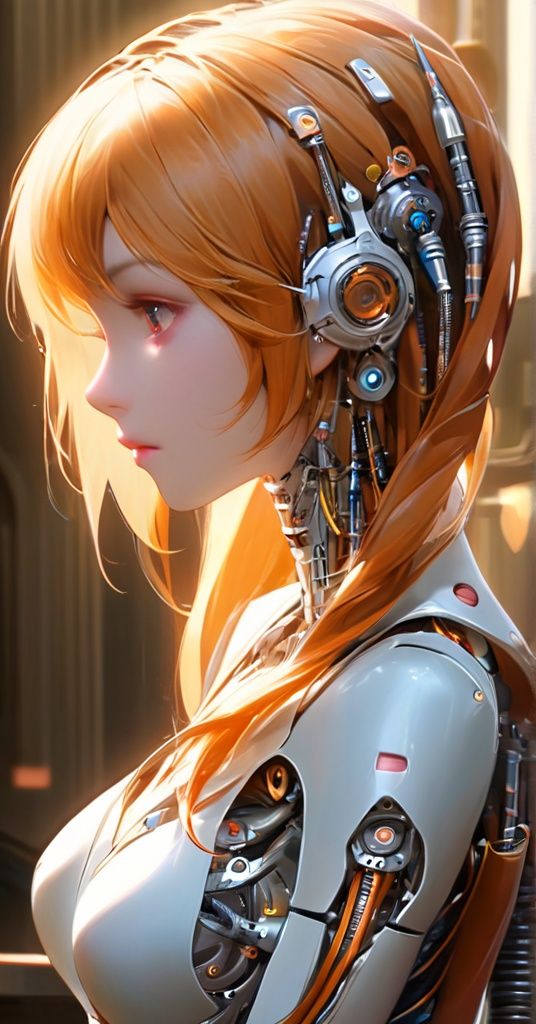 (((full body))), (((masterpiece))), (((best quality))), ((ultra-detailed)), (highly detailed CG illustration), ((an extremely delicate and beautiful)),  cinematic light, ((1mechanical girl)), solo, full body, (machine made joints:1.2), ((machanical limbs)), (blood vessels connected to tubes), (mechanical vertebra attaching to back), ((mechanical cervial attaching to neck)), (sitting), expressionless, (wires and cables attaching to neck:1.2), (wires and cables on head:1.2), (character focus), science fiction, extreme detailed, colorful, highest detailed, . magnificent, celestial, ethereal, painterly, epic, majestic, magical,