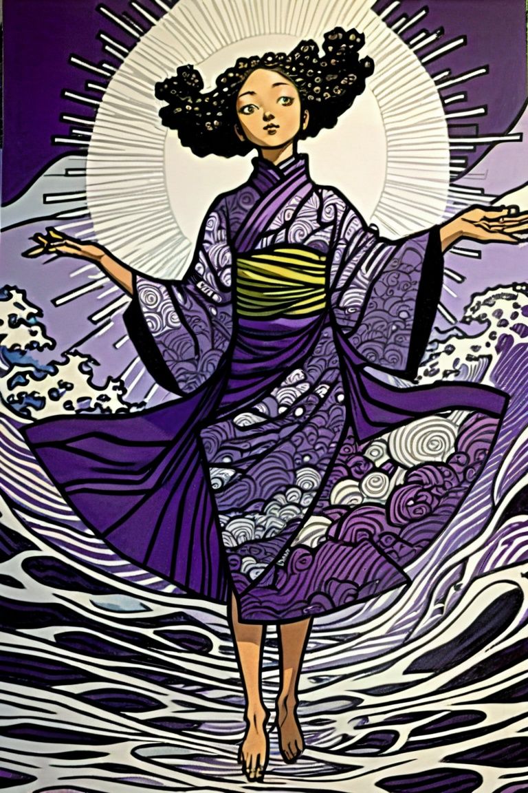 (style of Yuko Shimizu:1.2), abstract art, purple theme, dark theme, 1girl, masterpiece, best quality, ultra high res