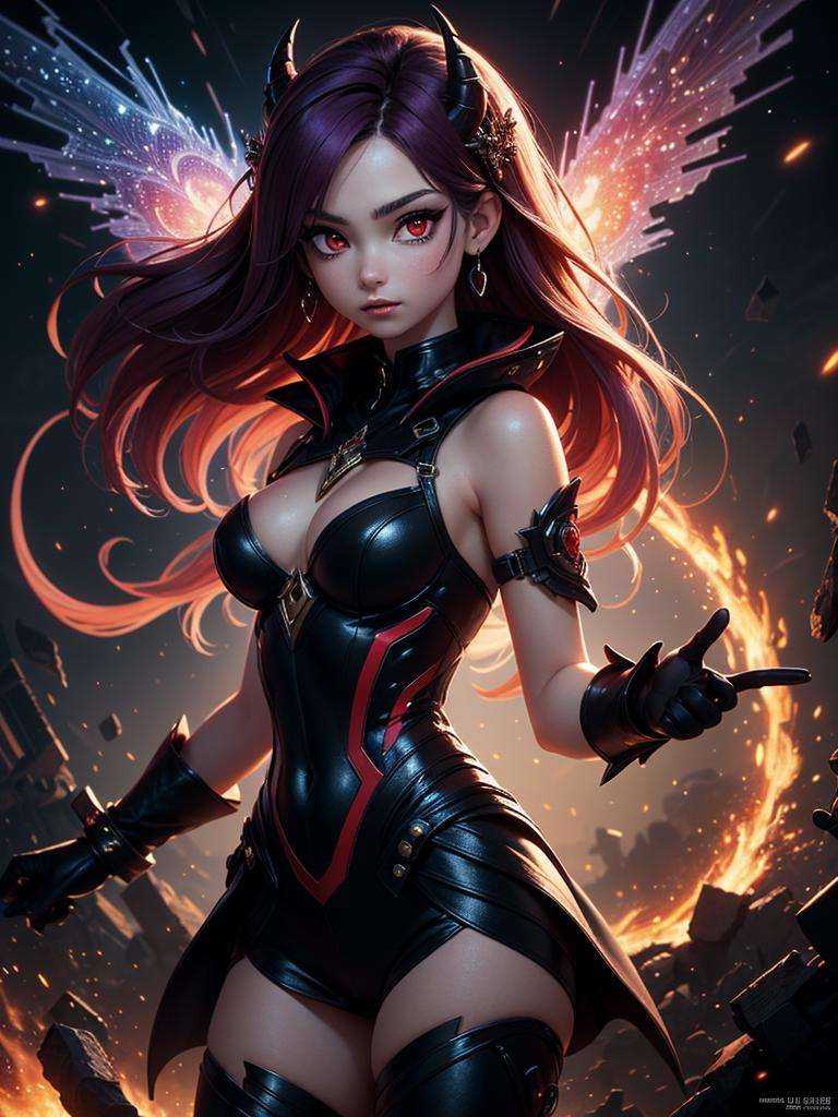 (1girl),  pretty and devil girl,  ((red eyes)) on Tensor.Art