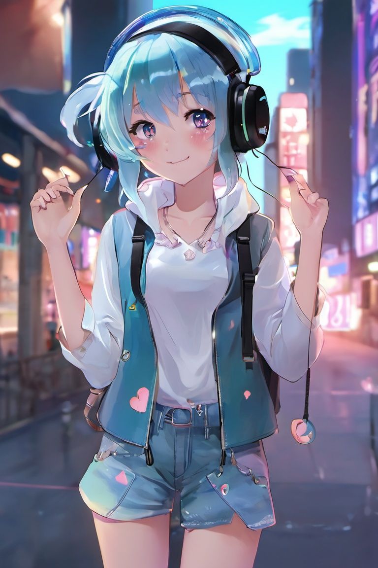 beautiful age 18 girl,  (anime screencap),  aqua hair by WIZ*ONE on Tensor.Art