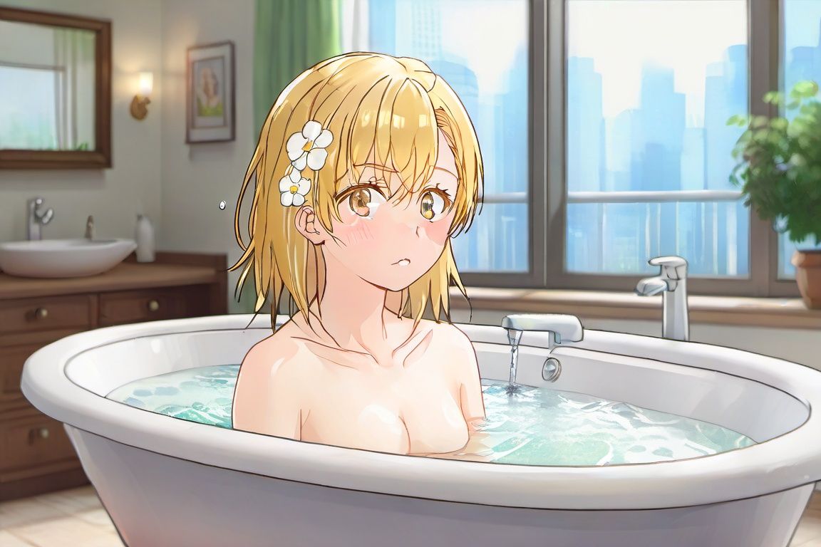 fsw,  In the bathroom,  a beautiful girl lies in a large bathtub filled with warm by 不一样的圣诞树 on Tensor.Art