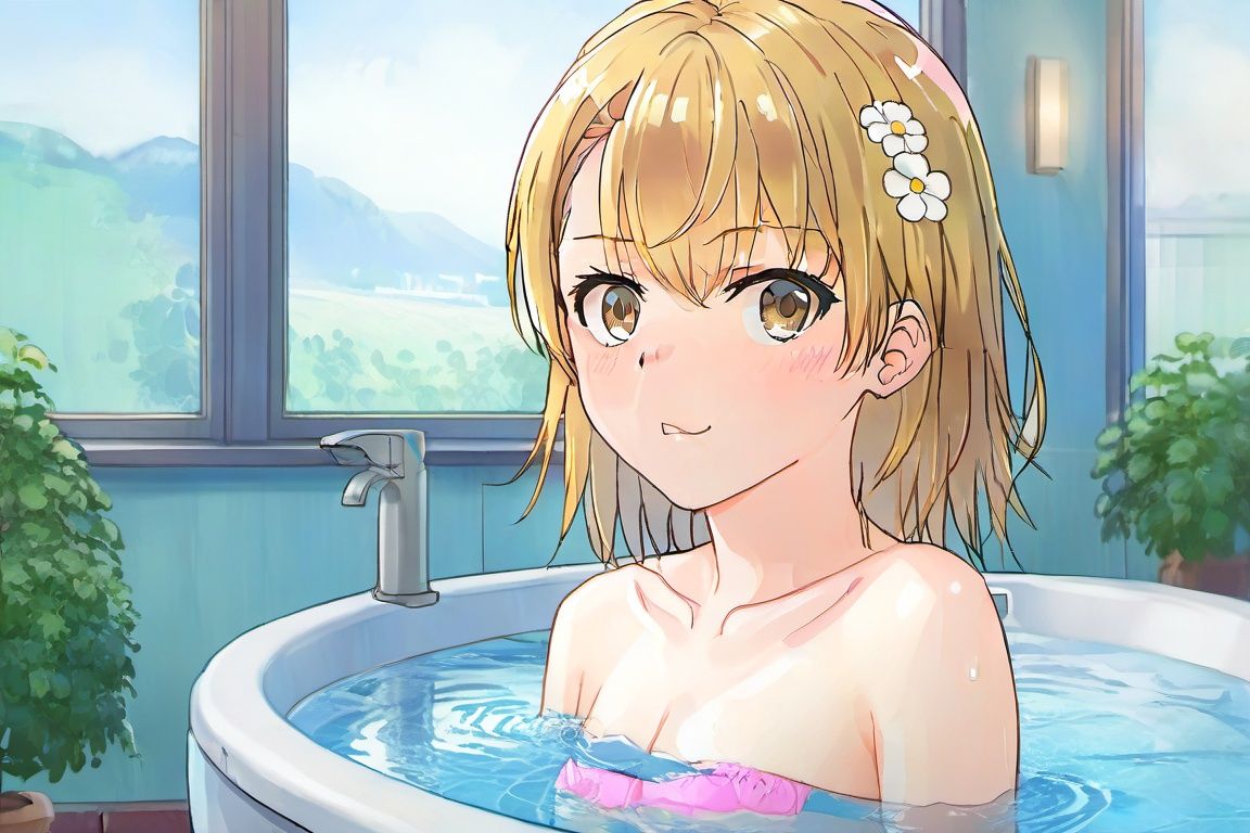 fsw,  In the bathroom,  a beautiful girl lies in a large bathtub filled with warm by 不一样的圣诞树 on Tensor.Art