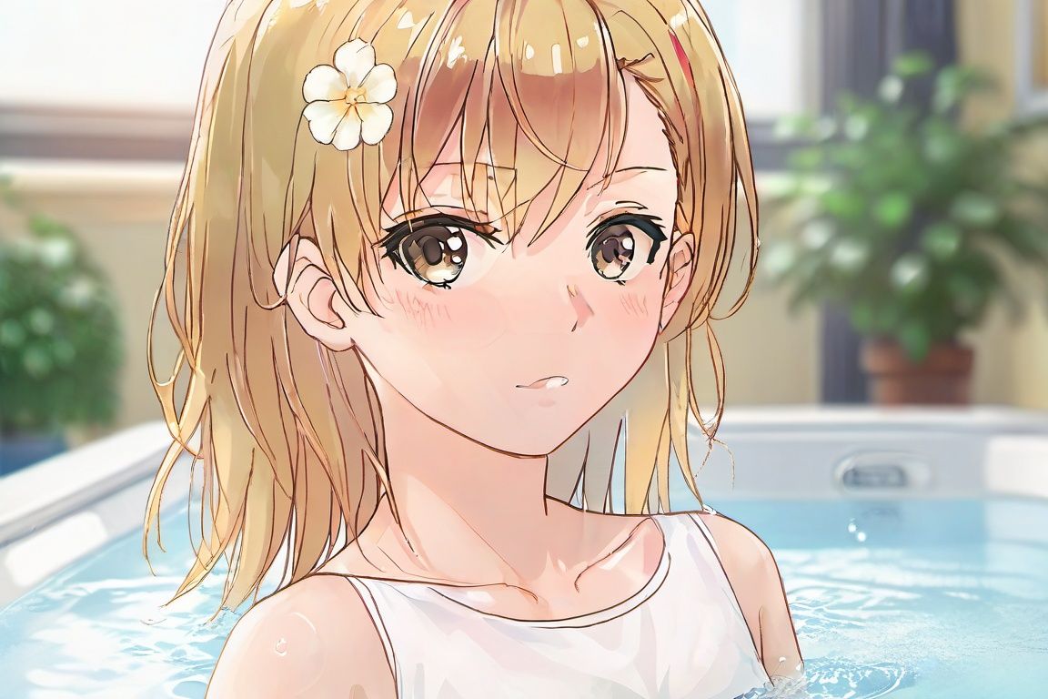 fsw,  In the bathroom,  a beautiful girl lies in a large bathtub filled with warm by 不一样的圣诞树 on Tensor.Art
