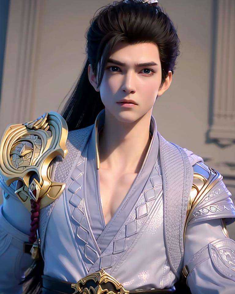 1boy, armor, black hair, official alternate costume,upper body,looking at viewer, 