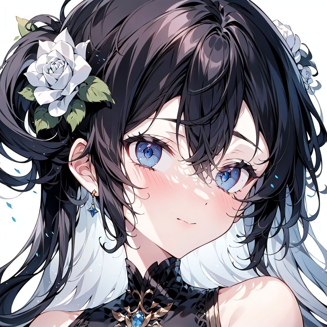 High Detail, High Resolution, girl, White Background,rose
