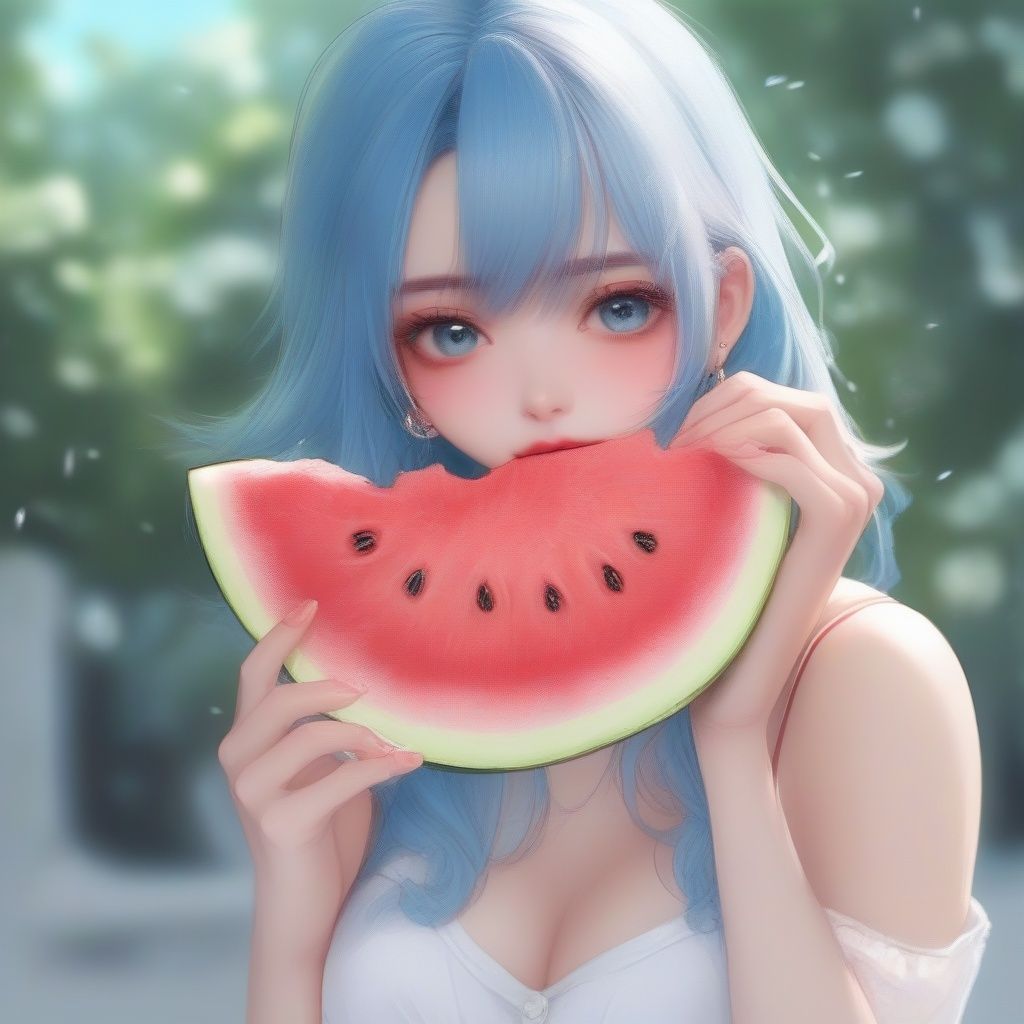 Watermelon juice,  camisole,  belching fan on Tensor.Art