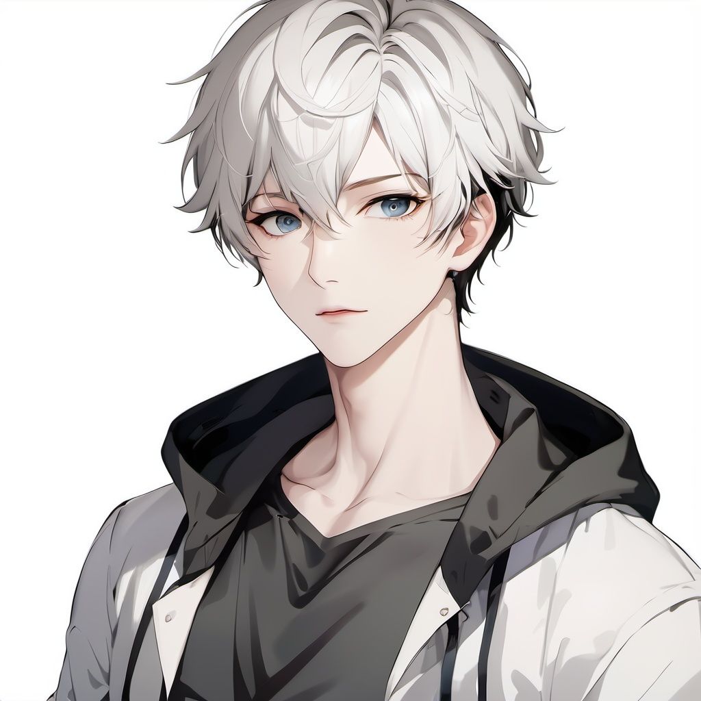  High Resolution, handsome boy, White Background,Anime