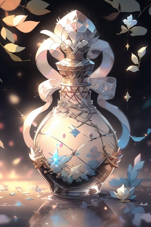 (no human:2.0),bug, butterfly, white flower, no humans, white rose, flower, sparkle, rose, blurry, light particles, still life, glint, reflection, bottle, white butterfly, depth of field,flower