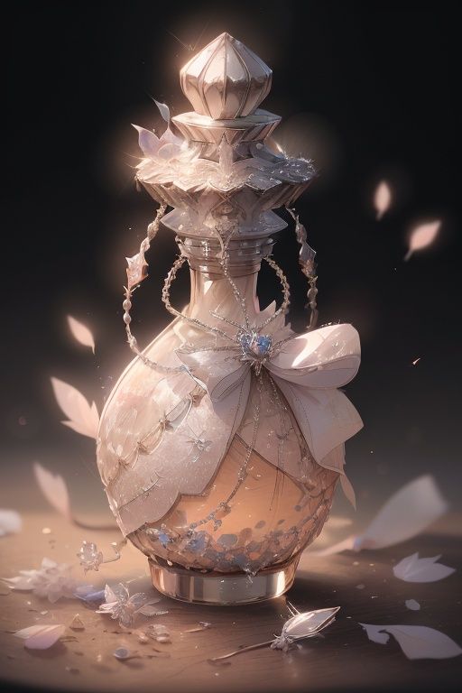 no human,bug, butterfly, white flower, no humans, white rose, flower, sparkle, rose, blurry, light particles, still life, glint, reflection, bottle, white butterfly, depth of field