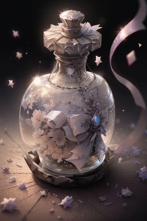 no human,bug, butterfly, white flower, no humans, white rose, flower, sparkle, rose, blurry, light particles, still life, glint, reflection, bottle, white butterfly, depth of field