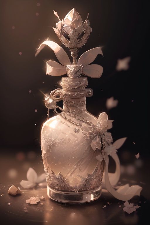 no human,bug, butterfly, white flower, no humans, white rose, flower, sparkle, rose, blurry, light particles, still life, glint, reflection, bottle, white butterfly, depth of field