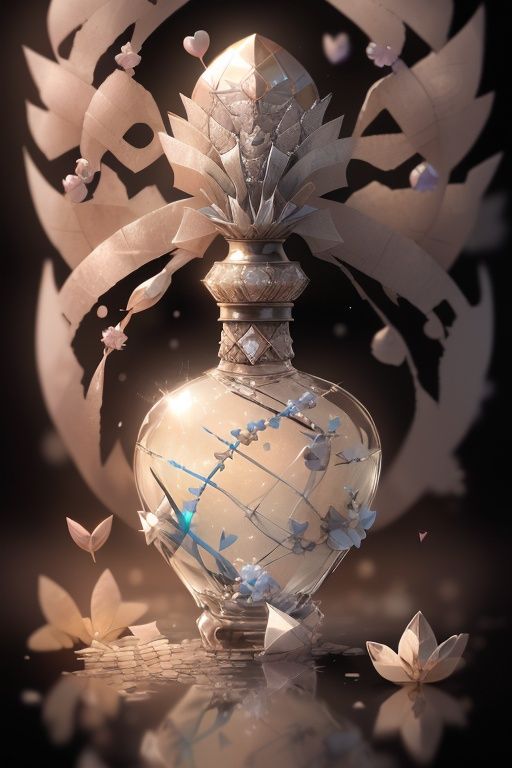 (no human:2.0),bug, butterfly, white flower, no humans, white rose, flower, sparkle, rose, blurry, light particles, still life, glint, reflection, bottle, white butterfly, depth of field