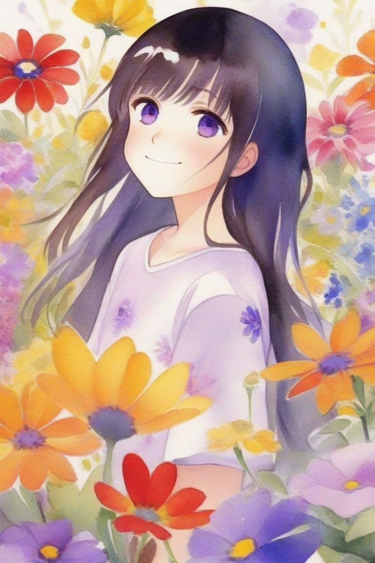 an anime character surrounded by flowers,  solo,  flower on Tensor.Art