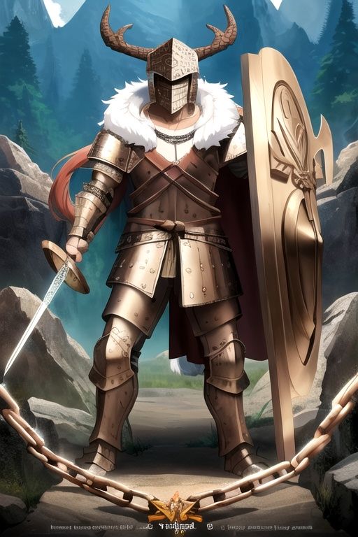 man,  armored chain,  1 sheild in hand on Tensor.Art