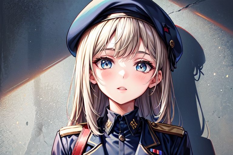 arafed woman in a military uniform posing for a picture,  wearing military outfit,  beautiful female soldier by user luisa...