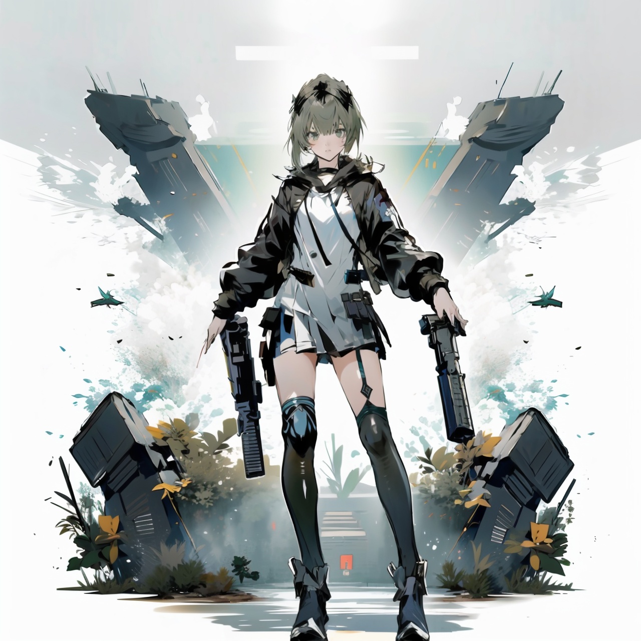 anime girl with a gun and backpack,  m4 sopmod ii girls frontline,  girls frontline by user luisa 6080 on Tensor.Art