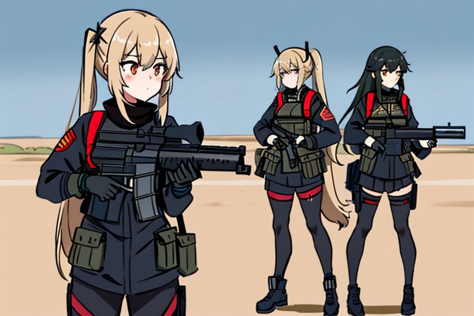 anime girl with a gun and backpack,  m4 sopmod ii girls frontline,  girls frontline by user luisa 6080 on Tensor.Art