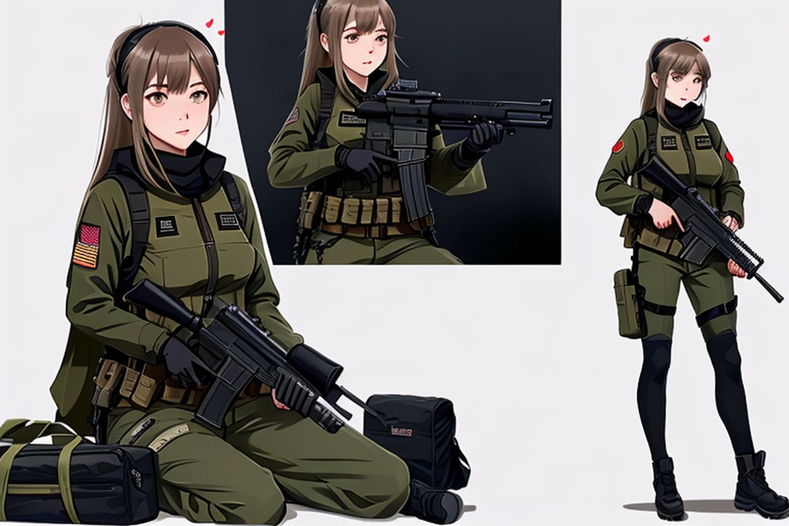 anime girl with a gun and backpack,  m4 sopmod ii girls frontline,  girls frontline by user luisa 6080 on Tensor.Art
