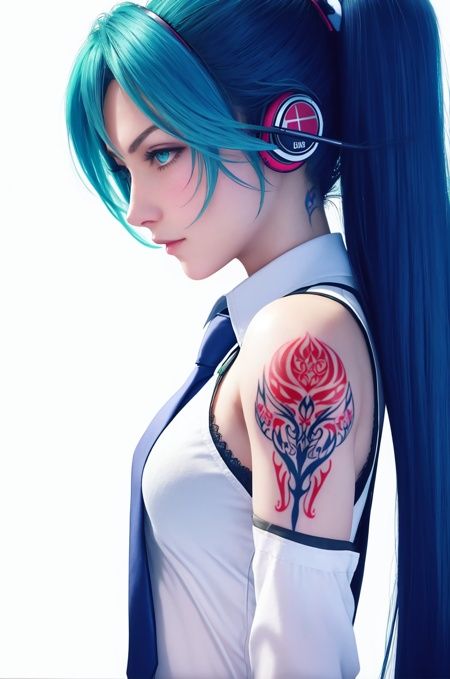 ff7r style,  hatsune miku,  1girl on Tensor.Art