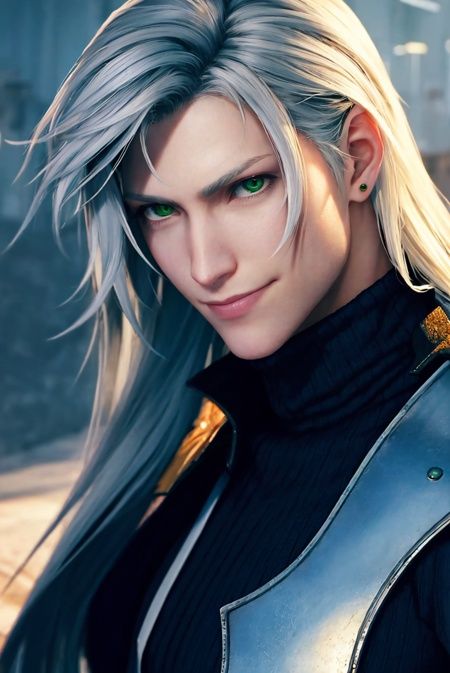 ff7r style,  long hair,  male focus on Tensor.Art