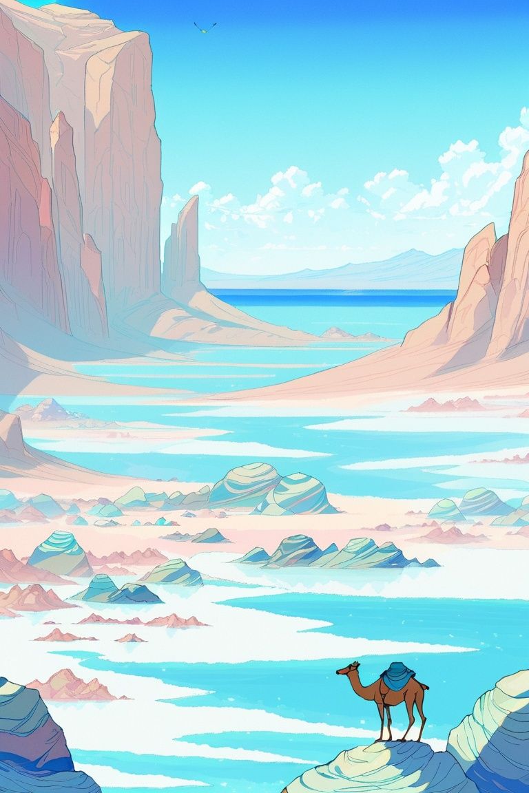 no humans, outdoors, desert, wildland,scenery, day, ocean, rock, sky, water, blue sky, horizon
