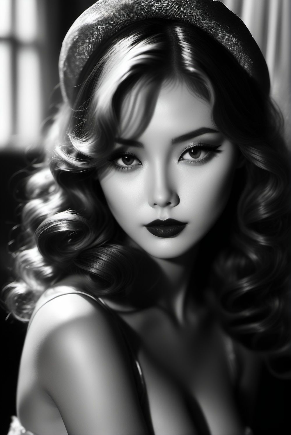 Film noir style ,  asian sexy lady,  art of Alice in Wonderland on Tensor.Art
