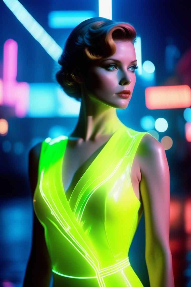 retro game art A hyper realistic and detailed head portrait photography of a Rachael of Blade Runner wearing a translucent...