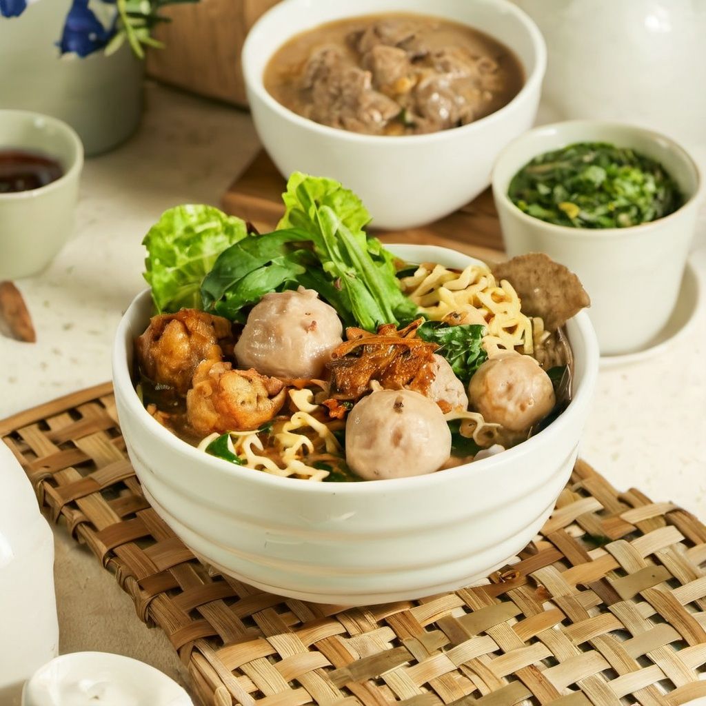 Delicious food, no humans, food focus, food, still life, cup, realistic, bowl, blurry, coffee, white background, vegetable, simple background, tea, plate, soup, noodles, meat, depth of field, steam, mug, rice, onion, bread, teacup, drink, disposable cup, spoon, napkin, table, wooden table