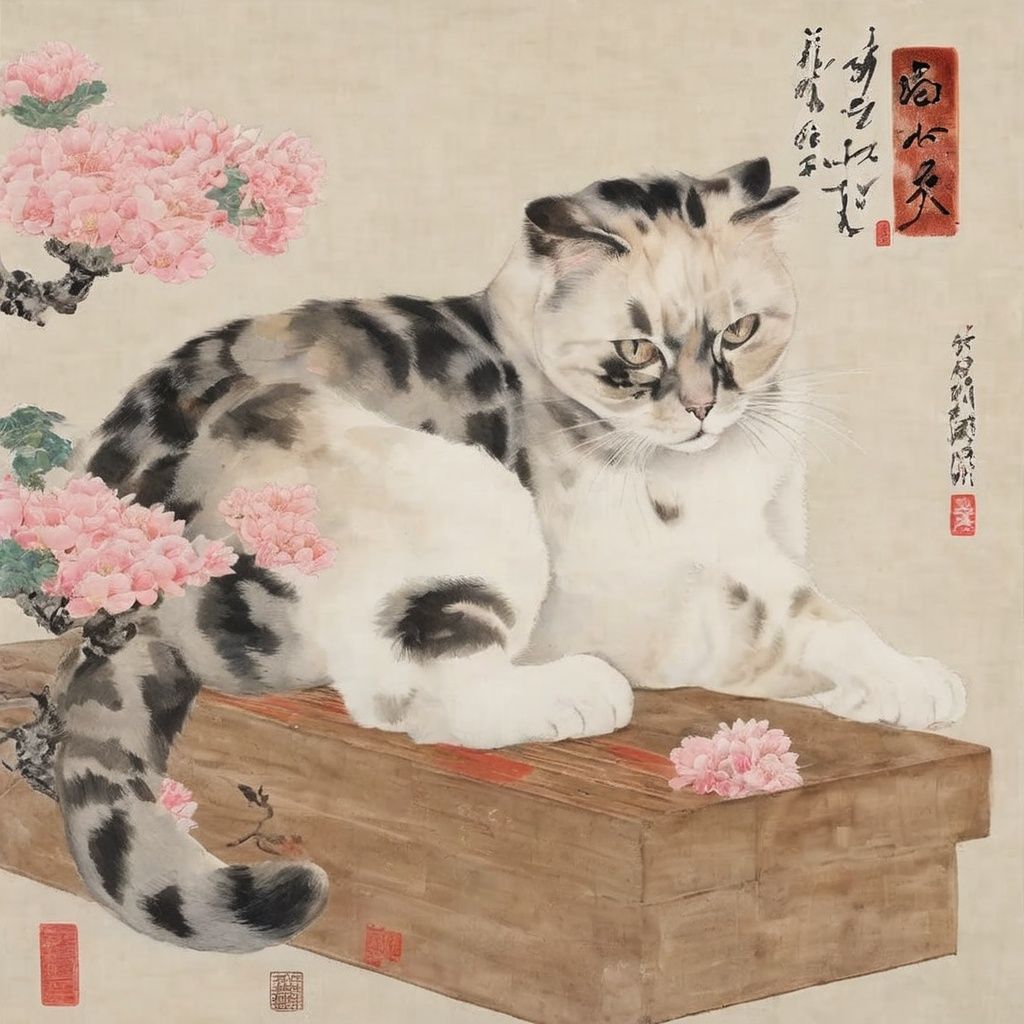 masterpiece, best quality, highres, extremely detailed,,shouban,cat,, <lora:guofeng_xl:1>