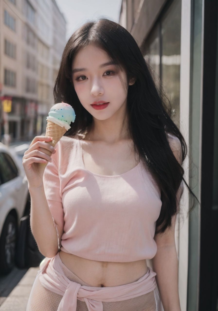 a young girl,(licked ice cream:1.1),happy,long hair,<lora:bql_20230806022258-000006:0.4>,<lora:1aiyaha_20230803184520:0.4>,looking at viewer,tongue,(torticollis:1.2),solo,upper body,looking at viewer,8k,RAW photo,best quality,masterpiece,high detail RAW color photo,professional photograph,(realistic, photorealistic:1.37),high detailed skin,high resolution,photoreaslistic,(8K UHD:1.2),distinct image High quality shadow,( blushing::1.2),(above the waist:1.1),(iridescent:1.2),(duobaca:1.1),Fishnet tights,raised eyebrows,sparkling eyes,long eyelashes,(provoke:1.2),perfect face,