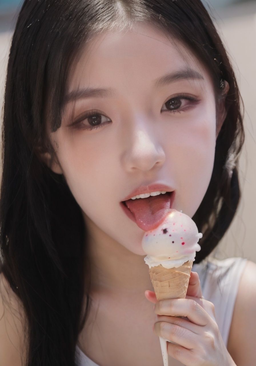 a young girl,(licked ice cream:1.1),happy,long hair,<lora:bql_20230806022258-000006:0.5>,<lora:1aiyaha_20230803184520:0.4>,looking at viewer,(tongue:1.2),(torticollis:1.2),solo,upper body,looking at viewer,8k,RAW photo,best quality,masterpiece,high detail RAW color photo,professional photograph,(realistic, photorealistic:1.37),high detailed skin,high resolution,photoreaslistic,distinct image High quality shadow,( blushing::1.2),(above the waist:1.1),(iridescent:1.2),sparkling eyes,long eyelashes,