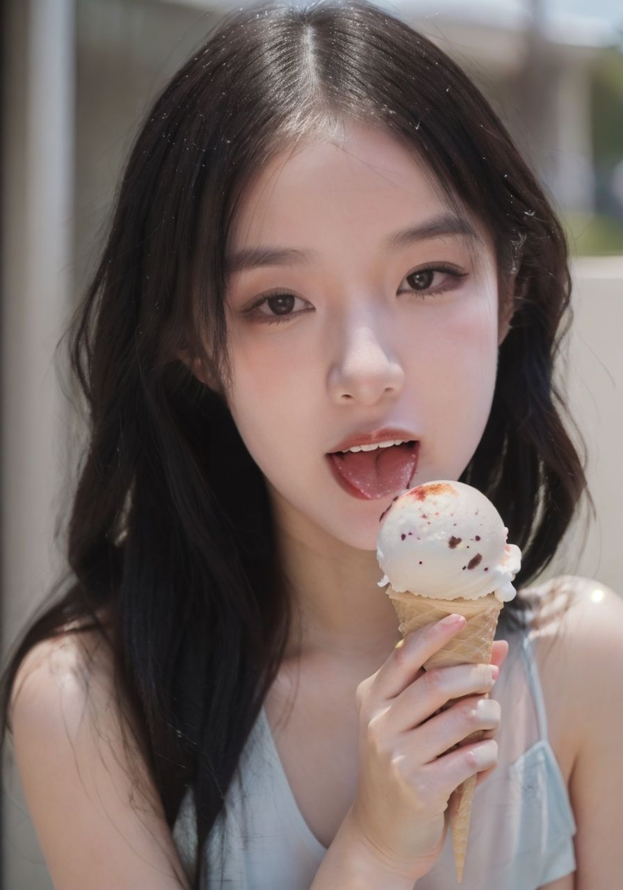 a young girl,(licked ice cream:1.1),happy,long hair,<lora:bql_20230806022258-000006:0.5>,<lora:1aiyaha_20230803184520:0.4>,looking at viewer,(tongue:1.2),(torticollis:1.2),solo,upper body,looking at viewer,8k,RAW photo,best quality,masterpiece,high detail RAW color photo,professional photograph,(realistic, photorealistic:1.37),high detailed skin,high resolution,photoreaslistic,distinct image High quality shadow,( blushing::1.2),