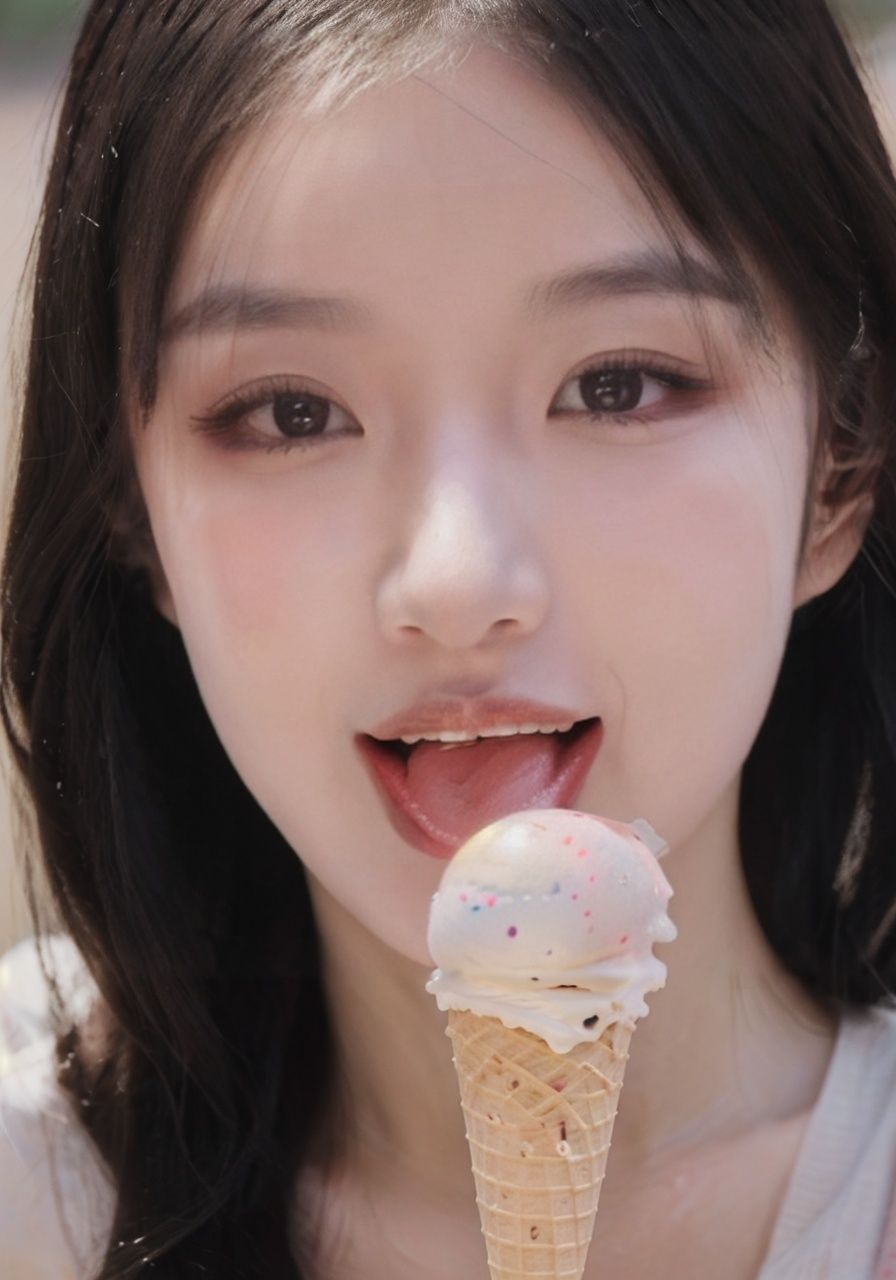 a young girl,(licked ice cream:1.1),happy,long hair,<lora:bql_20230806022258-000006:0.5>,<lora:1aiyaha_20230803184520:0.4>,looking at viewer,(tongue:1.2),(torticollis:1.2),solo,upper body,looking at viewer,8k,RAW photo,best quality,masterpiece,high detail RAW color photo,professional photograph,(realistic, photorealistic:1.37),high detailed skin,high resolution,photoreaslistic,distinct image High quality shadow,( blushing::1.2),(above the waist:1.1),(iridescent:1.2),sparkling eyes,long eyelashes,